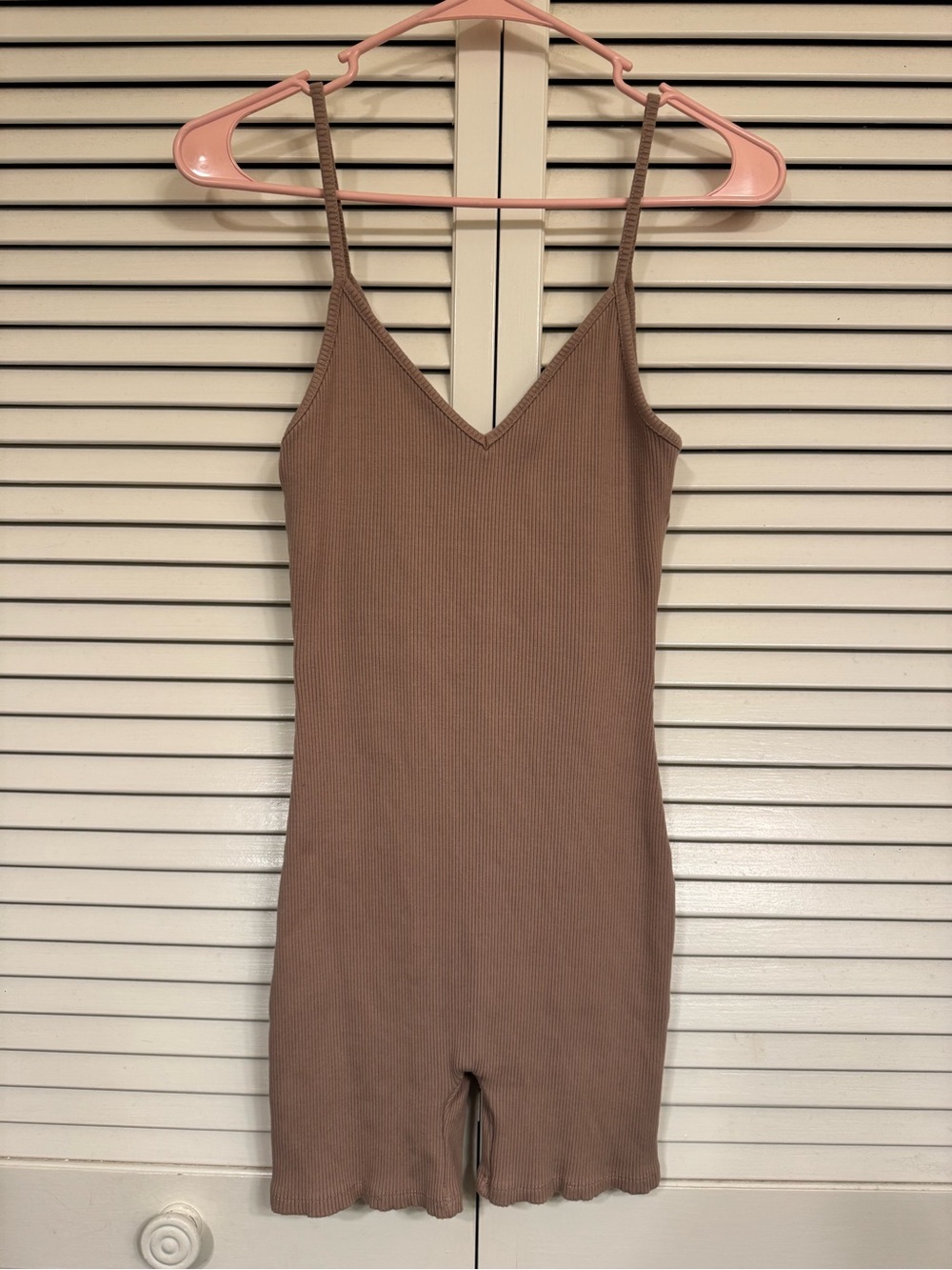 Brand new Women’s Ribbed V-Neck Romper - Taupe